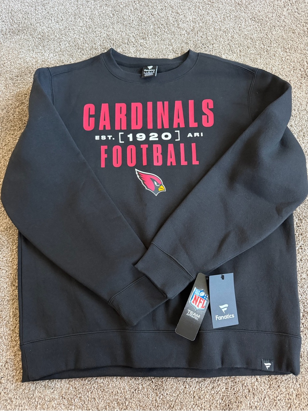 Fanatics Black and Red Arizona Cardinals Crewneck Sweatshirt